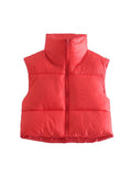 Casual Woman Black Loose Short Vest Female Fashion Oversized  Solid Color Tank Ladies Basic Warm Sleeveless Jacket