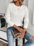 Women's autumn and winter solid color round neck pullover long sleeved knitted sweater