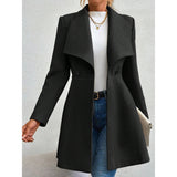 Women's Coats Winter Solid Color Long Sleeve Lapel Button-Up Work Coats New Year Red Valentine's Day Gift Outerwears