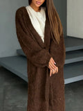 Pbong  The New Soft And Glutinous Knitted Cardigan Is Versatile, Simple And Loose, With A Plush Tie And A Cinched Waist
