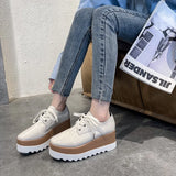 Pbong  New Spring Women Flat Platform Shoes Slip on Moccains Ladies Casual Shoes Woman Thick Sole Brogue Creepers Sneakers