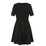Black Square Neck Short Sleeve Dress