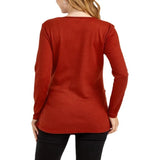 Pbong  Soft and Comfortable Breastfeeding Base for Pregnant Women Wine Red Solid Color Round Neck High-quality Long Sleeved T-shirt