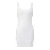 Pbong  Women's Sequin Square Neck Bodycon Mini Dress Y2K Side Slit Sparkly Cocktail Party Short Dresses Evening Gown Wear