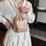 Pbong  Women's Mini Back Packs Y2K New Trend Korean Fashion Cute Backpack Lady Pu Backpacks