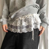 Korean Style Lace Mini Skirts Women Elegant Sweet Lolita Short Skirts Cute High Waist Y2k Streetwear Black Ruffle Skirt