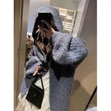Chunky Knit Open Front Hooded Cardigan for Women Comfy Longline Sweater Hoodie Coat Female Casual Chic Autumn Winter Outfit