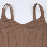 Brown Stitching Corset Birthday Party Dress