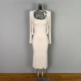 Tight Slip Dress And Cardigan Two Piece Set Cotton Blend O-neck Slim Long Dress + Jacket Women Suit Spring Summer Dress Of Suit