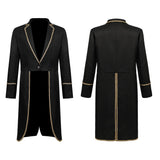 New Men's Gold Border Halloween Tailcoat Medieval Retro Medium Length Punk Tailcoat Cosplay Costume Fashion Trench Coat Jacket
