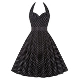 Summer Vintage Hepburn Style Dress Embroidered Neck Hanging Print High Waist Cotton No Sleeve Full Skirt Length A-Line Dress