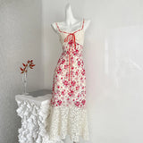 Pbong   Women Summer Floral Sleeveless Maxi Dress Boho Mesh Spaghetti Strap Flowy Beach Wedding Guest Long Dresses Lace Hollow Out