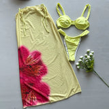 3 Pieces Swimsuit  Sexy Bikinis Women Swimwear Female Long Dress Cover Up Bikini Set Beachwear Bathing Suit Swimming Suit