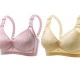 Pbong  2PCS High Quality Gathering Anti Sagging Women's Anti Glare Underwear Comfortable Seamless Plus Size Simple Natural Women's Bra