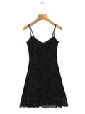 Pbong  Spaghetti Strap Bodycon Short Dresses for Women V Neck Sleeveless High Waist Patchwork Lace Mesh Hem Dress Female