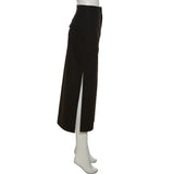 Goth Dark Grunge Casual Tag Split Women Midi Skirts Mall Gothic Punk High Raise Slim Long Skirt Y2k Sexy Fashion Streetwear