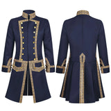 Medieval Men's Colonial Military Double Breasted Stand Collar Uniform Tailcoat Gothic Steampunk Jacket Cosplay Costume Adult