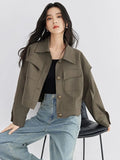 Streetwear Y2K Cargo Jacket Women Vintage Casual Long Sleeve Fall Short Coat Harajuku American Retro Pockets Bf Outwear Top