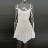 Pbong   Elegant Sequin Female Mini Dress Fashion Glitter High Waist Bodycon Woman Sexy Diamond Backless Birthday Evening Outfits