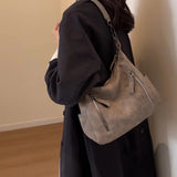 Pbong  Vintage Synthetic Faux Leather Handbag with Multiple Pockets Large Capacity Zipper Closure Adjustable Strap Golden Tone Hardware
