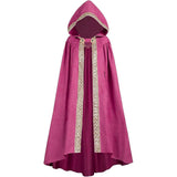 Pbong  Halloween Retro Pastoral Ribbon Edge Hooded Cloak Medieval Renaissance Lace Cloak Anime Costume Carnival Party Cosplay Jacket