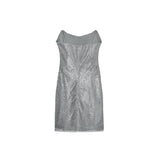 Deep V-neck Sequin Sleeveless Women Dress With Exposed Back Slim Waist Fish Tail Long Dresses Summer Beach Party Robe