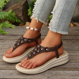 Pbong  New Summer Fashion Comfortable Lightweight Sexy Fashion Slippers Round Toe Clip-toe Beach Large Size Flat Sandals for Women