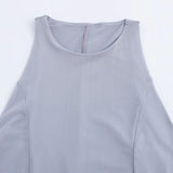 Sleeveless Party Fashion Long Dress Vestidos Solid Color Gray Blue O-neck Solid Color Fishtail Dress 2025 New Female Clothes