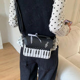 Pbong  Women PU Leather Polka Dot Crossbody Bags Piano Pattern Music Top-Handle Bags Work Daily Shoulder Bag Korean Cute Tote Handbag