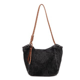 Pbong  Women's Vintage Washed Denim Tote Bag Braided Drawstring Casual Commuter Shoulder Bag Daily Large Capacity Handbag