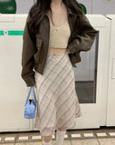 Plaid Skirt Vintage Women Elegant Sweet Korean Style Mid Skirt Y2k Harajuku fashion A-line summer Aesthetics Skirts