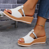 Pbong  New Summer Casual Beach Thick-soled Slippers Wedge Heel Non-slip Sandals Fashionable Open Toe Women's Shoes Plus Size 43