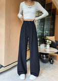 Botvotee 2025 New Women's Luxury Stripe Wide Leg Pants High Waist Flowy Dress Trousers Elegant Office Pants Fall Winter Fashion