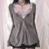 Grunge Knit Cardigan Long Sleeve Single Breasted Knitwear y2k Women Vintage Aesthetic Kawaii Sweater 2000s Streetwear