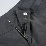 Pbong  Grey Low Waisted Flared Pants Female Y2K High Street Retro Wide Leg Trousers Fashion Slim Pocket Office Lady Suit Pants