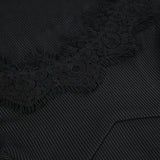 Black Slim Lace Spliced Knit Long Dress