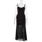 Mall Goth Dress Women Fairycore Grunge Spaghetti Strap Lace Patchwork High Waist Bodycon Dress Partywear