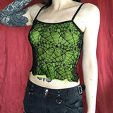 Y2K Mesh Lace Top Gothic High Street Club Sleeveless Sexy Backless Ruffle Crop Top Hip Hop  Ropa De Mujer