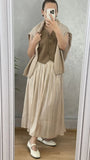 French Elegant Solid Silky Shiny Long Skirt Fashion Elastic Waist Satin Pleat Women Dress Spring Korean Chic A-line Ladies Skirt