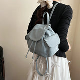 Pbong  Women's Small Soft Cloth Backpacks Korean Fashion Solid Color Backpack Girls School Bag Cute Simple Back Pack