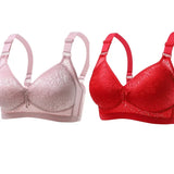 Pbong  2PCS High Quality Gathering Anti Sagging Women's Anti Glare Underwear Comfortable Seamless Plus Size Simple Natural Women's Bra