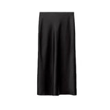2025 Pink Sweet Satin Long Skirt New Solid Color High Waist Elegant Slim Summer Women Skirt Fashion Party Female Clothing