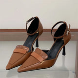 Pbong  Street Style Fashion Thin Low Heels Pointed Toe Pumps Women Elegant Buckle Strap Prom Banquet Shoes Zapatos Mujer