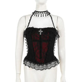 Y2K Gothic Red Lace Mesh Patchwork Mini Skirt Sexy Vintage Zipper Ballet Lolita Short Skirts Women Girls New Fashion Skirt