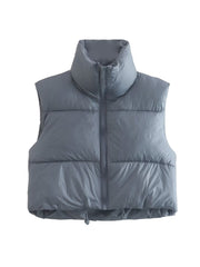 Casual Woman Black Loose Short Vest Female Fashion Oversized  Solid Color Tank Ladies Basic Warm Sleeveless Jacket