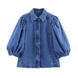 Pbong  Kaopu Spring Summer Fashion Retro Casual Women's Shirt Simple Design Top Button up Cotton Polyester Blend Slim Fit