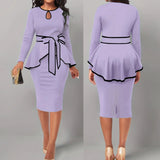 Pbong  SexyElegant Amazon Cross-Border Suit Dress Ruffle Edge Top Side Slit Skirt 2-Piece Set For Women