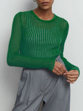 Sexy Thin Knit Sweater Women Solid Color Basic Pullover Top Casual Cozy Long Sleeve T-shirts Spring Summer New