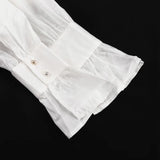 Casual Loose See-Through Shirts Women's Autumn Lapel Long Sleeve Patchwork Blouse Top Streetwear Female Solid Shirts Top