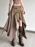 Pbong  Weird Puss Trendy f-length Skirt Irregular Patchwork Women's Faionable Spicy Long Skirt Casual High-waist A-line Skirt